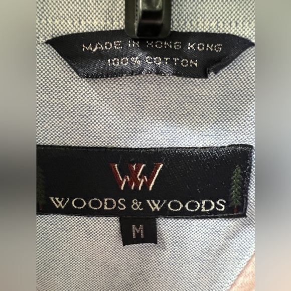 Woods&Woods pink and white striped men’s Oxford button down preppy - Picture 4 of 7